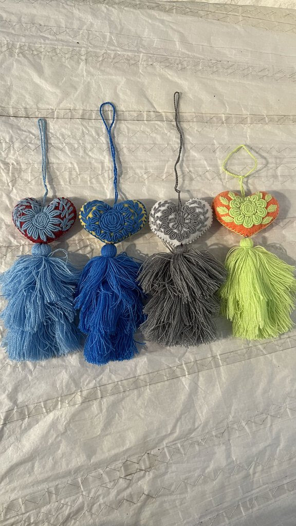 Embroidered Heart Tassel