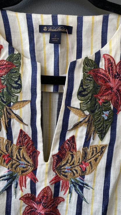 Linen Stripe Embroidered Tunic