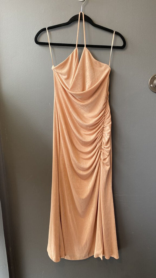 Jersey Ruched Halter Gown
