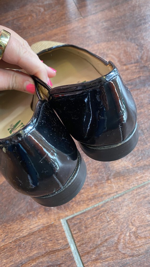 Raffia Patent Heel Flats