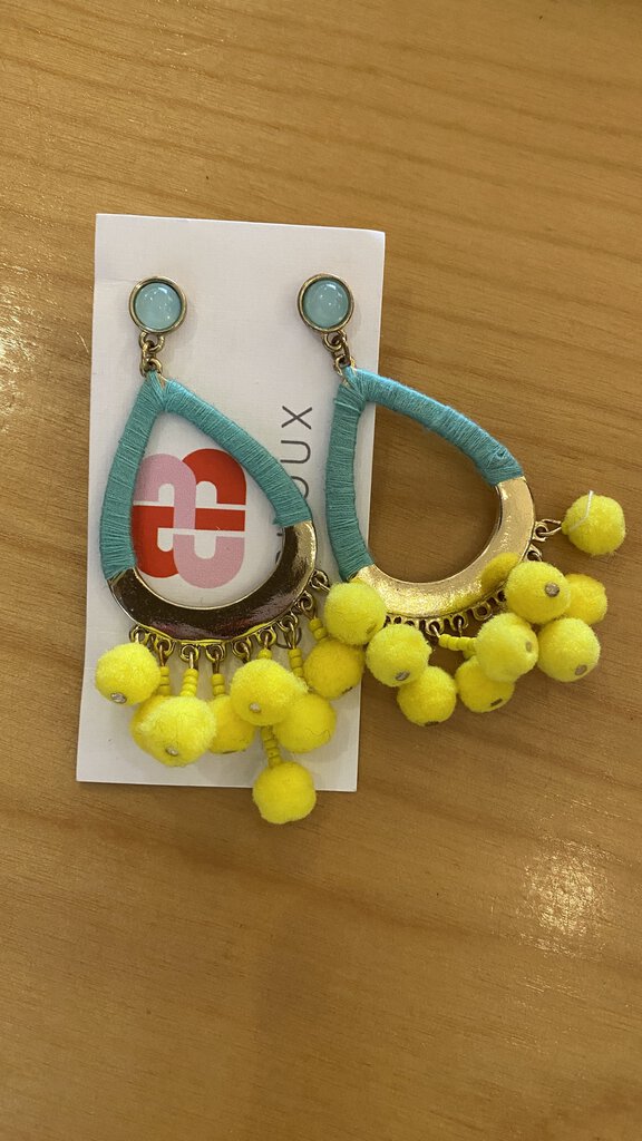 Pom Pom Teardrop Earrings