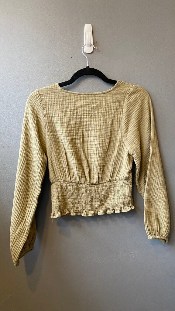 Smocked Gauze Crop Blouse