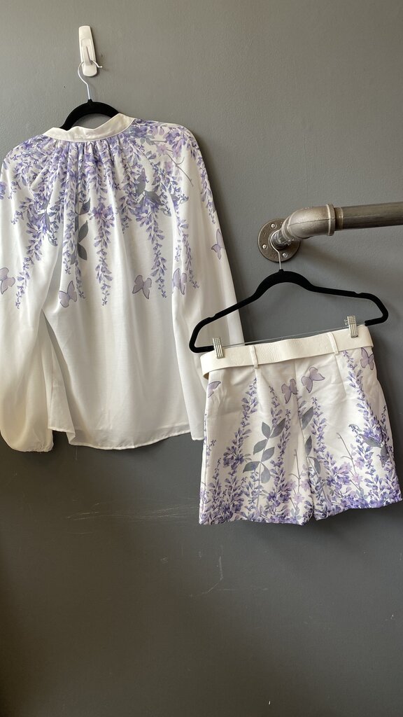 Butterfly Print Blouse + Shorts Set