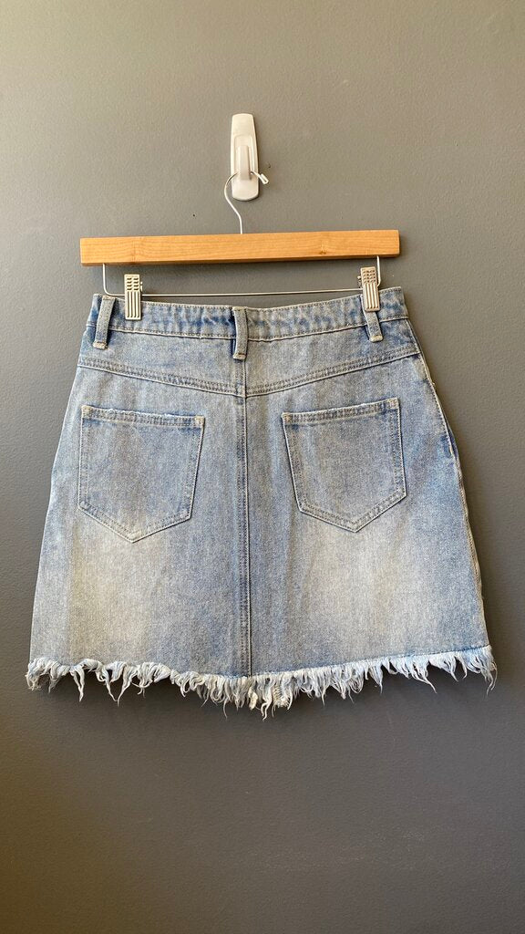 Distressed Denim Skirt
