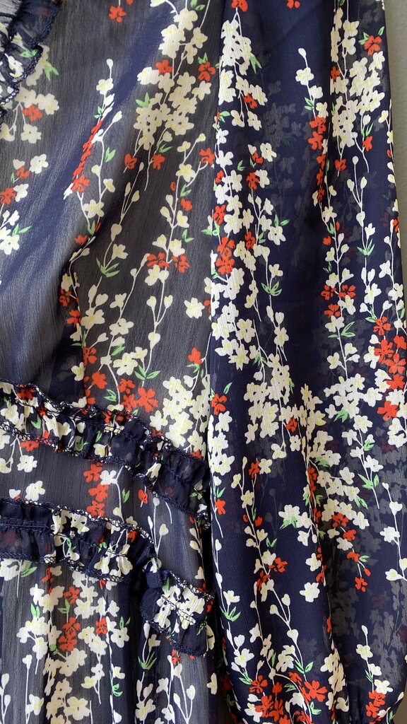 Floral Ruffle Trim Midi Dress