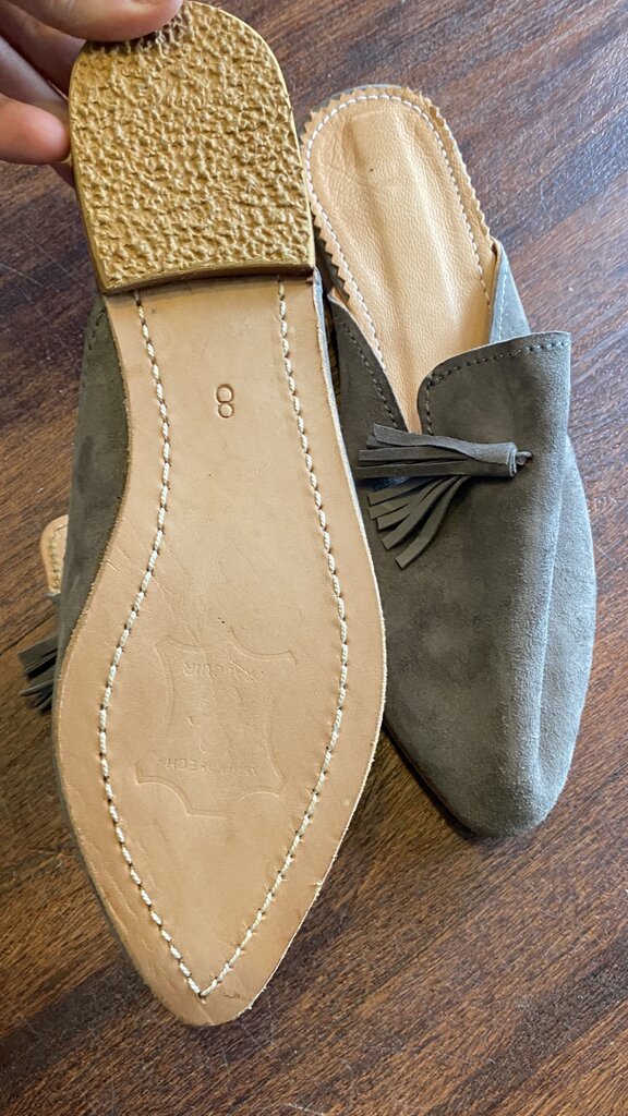 Suede Tassel Mules