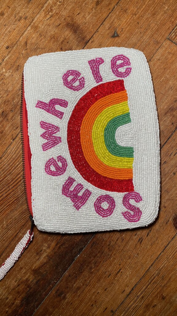 Somewhere Rainbow Beaded Clutch