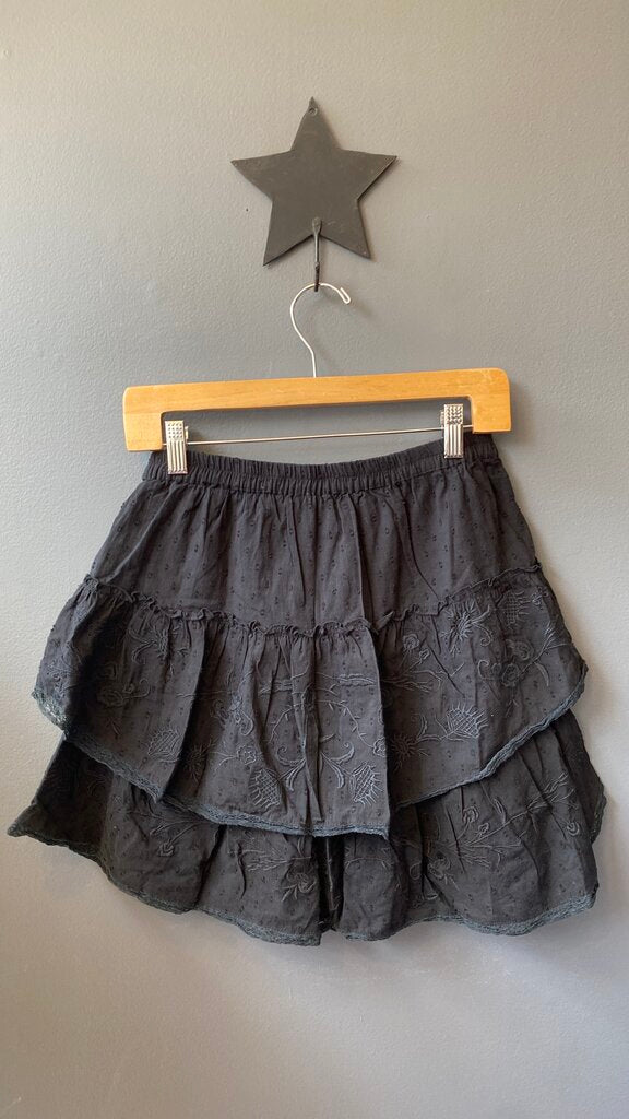 Embroidered Tiered Mini Skirt