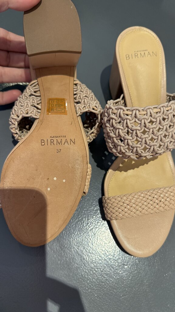 Woven Strap Block Heel Slides