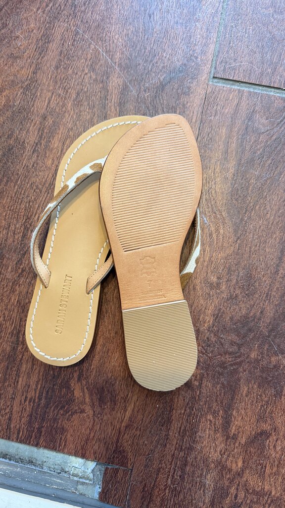 Calf Hair Leather Flip Flop Sandals