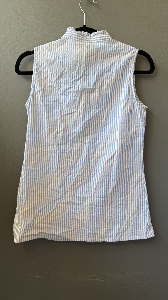 Seersucker Ruffle Neck Blouse