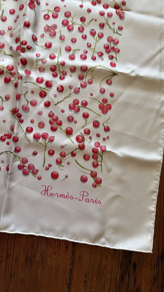 Red Berries Silk Scarf 90 cm