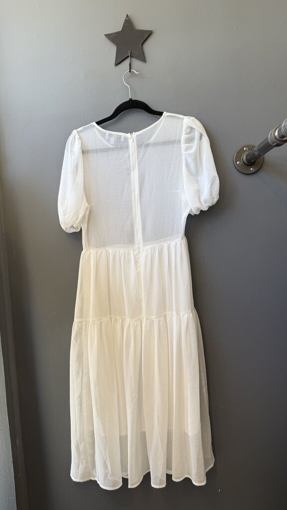 Sheer Puff Sleeve Midi Dress