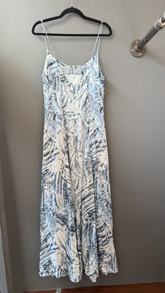 Leaf Print Full Skirt Maxi Dress