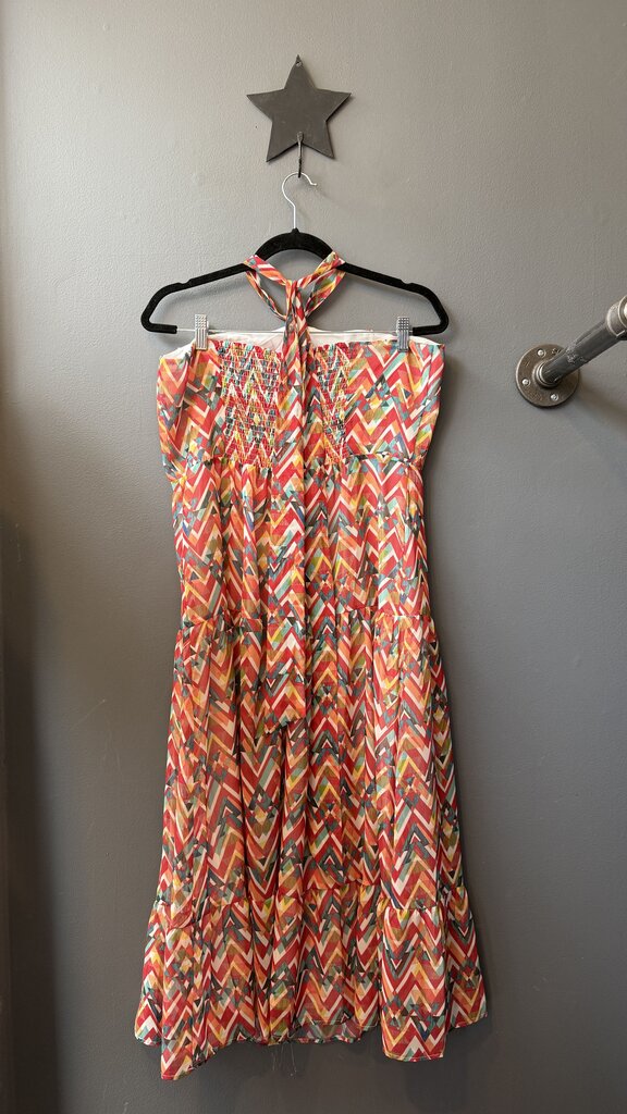 Triangle Print Halter Midi Dress