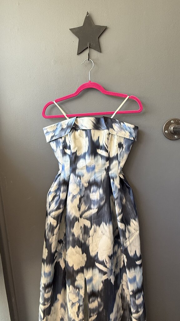 Strapless Ikat Floral Gown