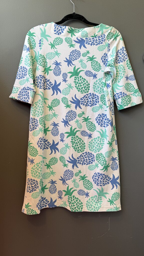 Stretch Pineapple Print Shift Dress