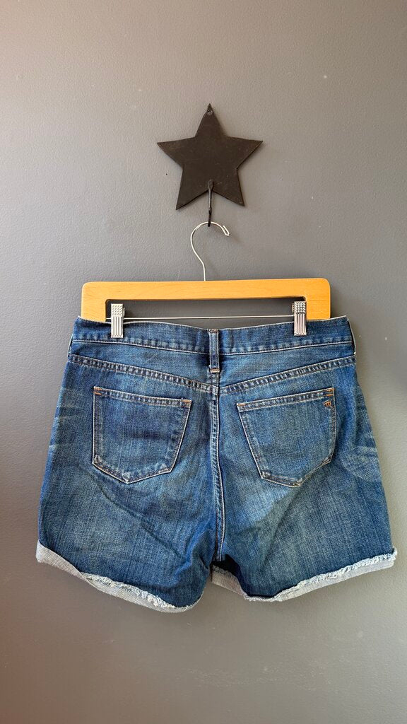 High Rise Denim Cuff Shorts