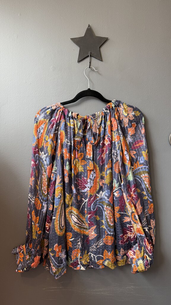 Paisley Floral Tie Back Blouse