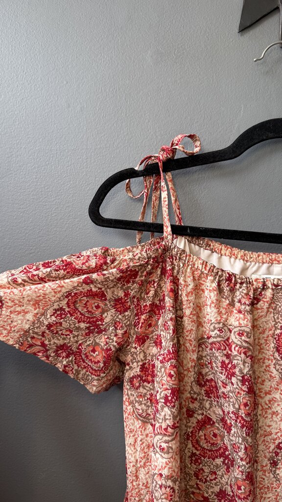 Silk Paisley Off the Shoulder Dress