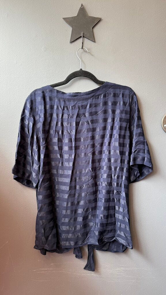 Stripe Satin Tie Front Blouse