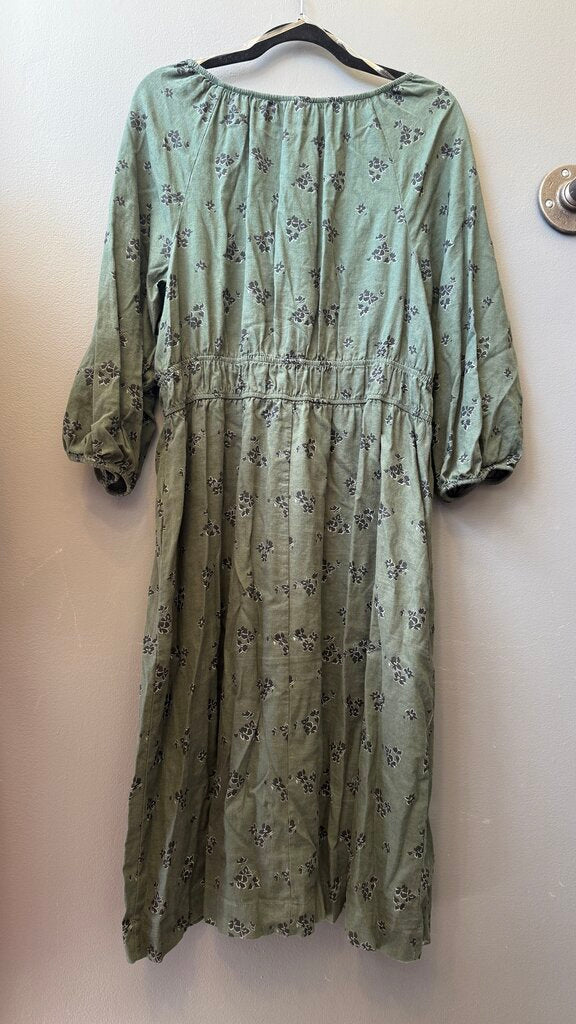 Linen Blend Midi Dress