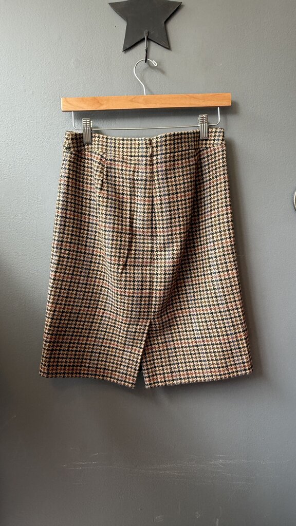 Wool Blend Houndstooth Skirt