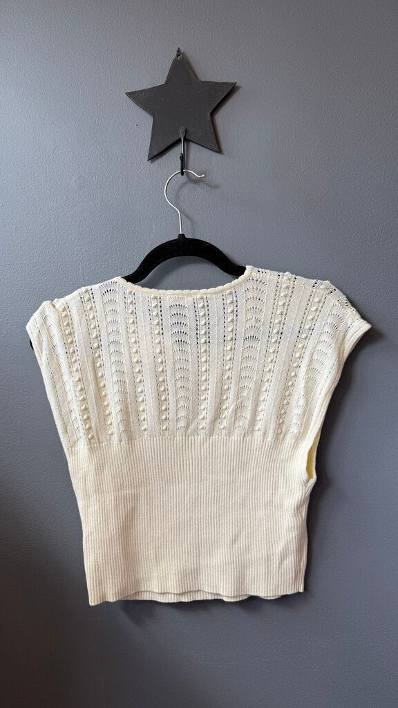 Crop Mixed Knit Short Sleeve Sweater