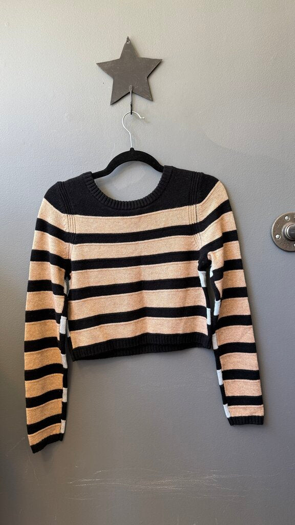Wool Cashmere Stripe Crop Sweater
