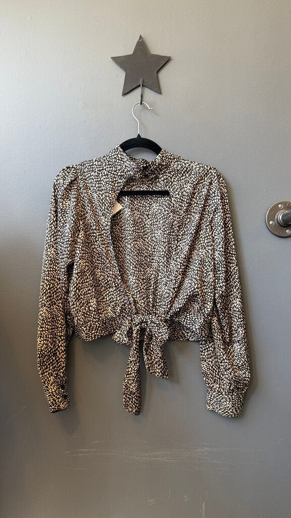 Wrap Back Mockneck Blouse