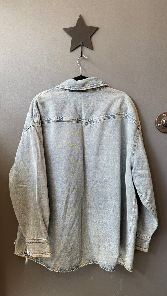 Denim Pearl Button Shacket