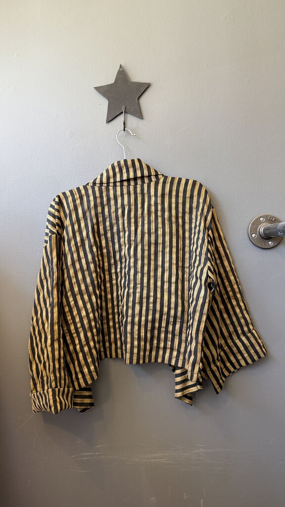 Stripe Crop Open Jacket