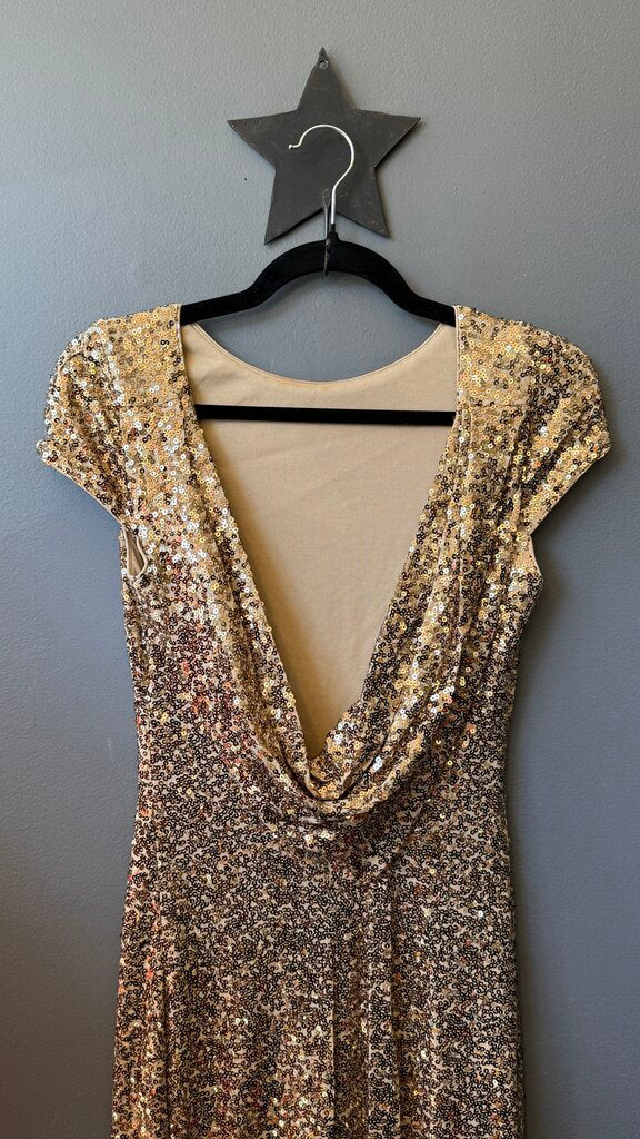 Sequin Cowlback Maxi Gown Dress