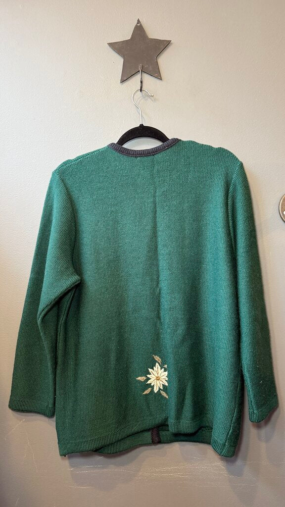 Embroidered Wool Cardigan Sweater