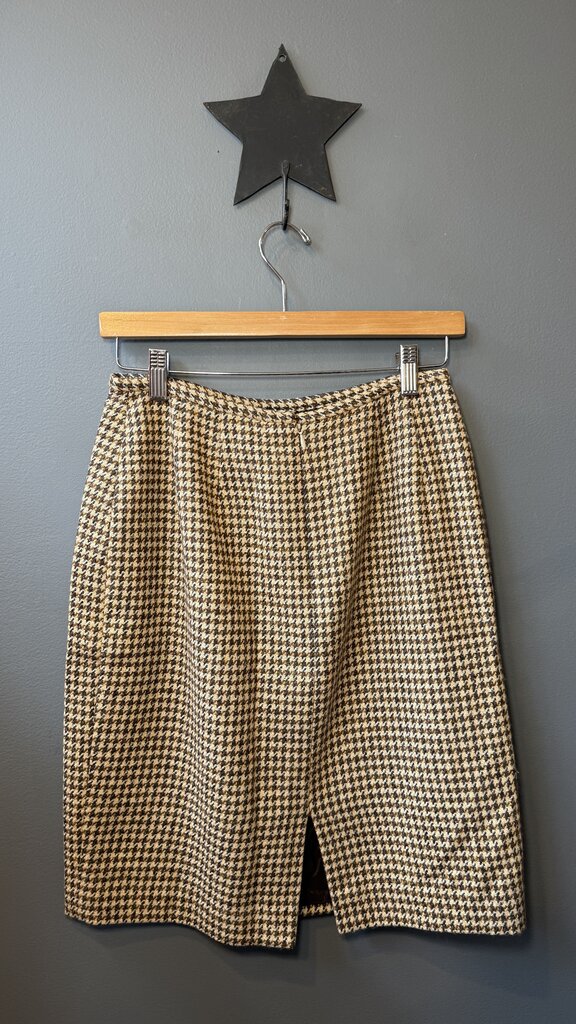 Houndstooth Cashmere Pencil Skirt