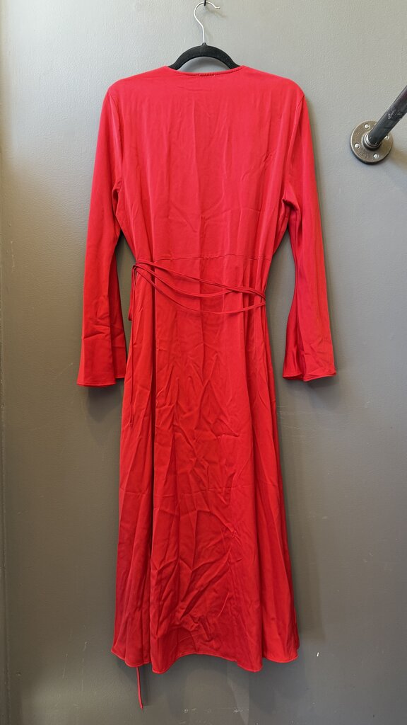 Satin Wrap Midi Dress