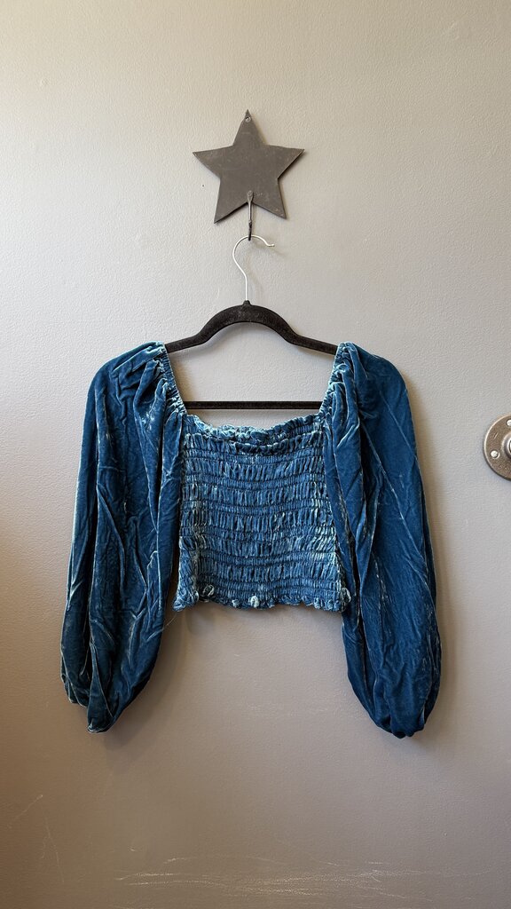 Petite Smocked Velvet Top