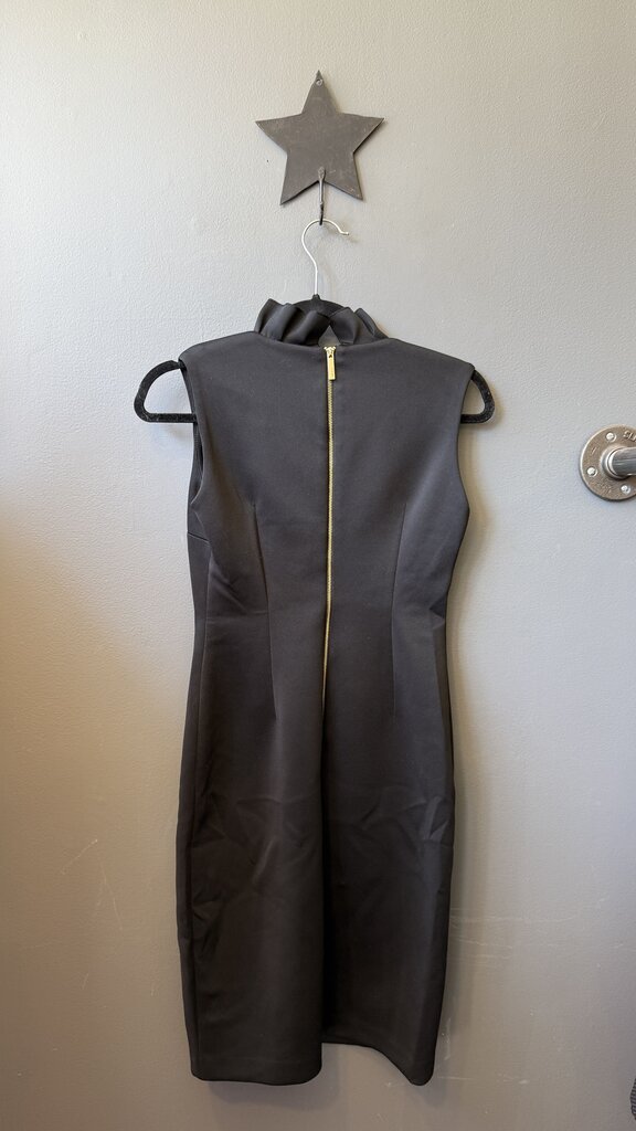 Ruffle Neck Neoprene Sheath Dress