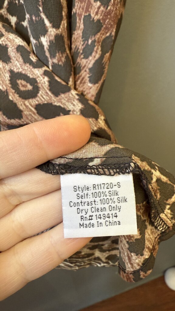 Silk Leopard Vneck Tank Top