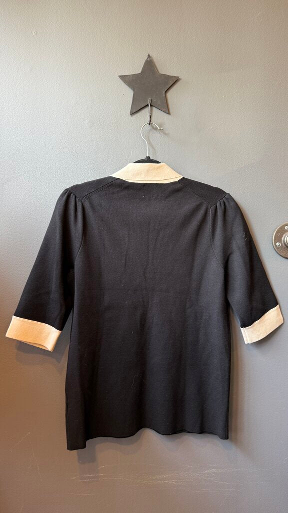 Shawl Collar Short Sleeve Knit Top