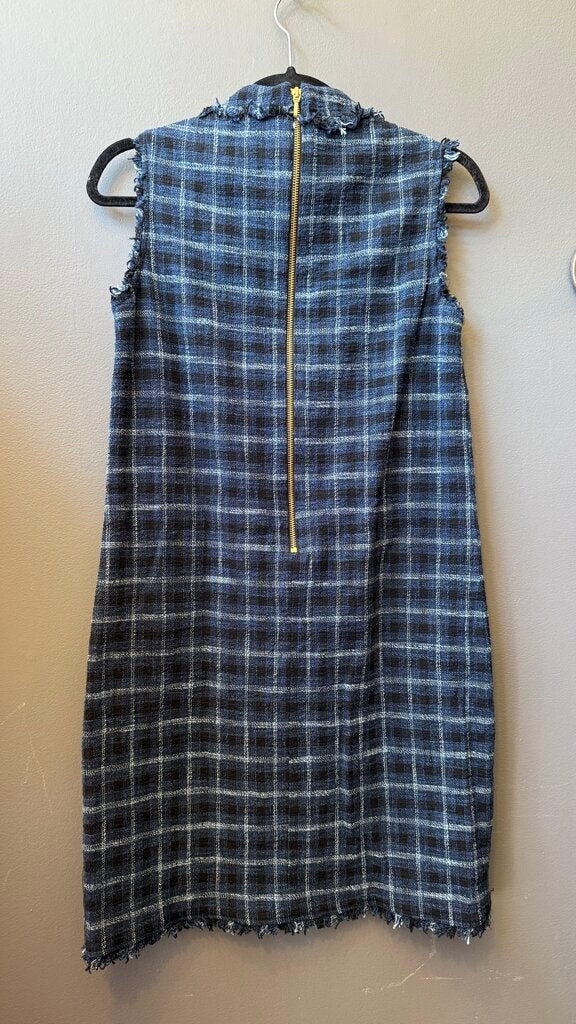 Tweed Plaid Pocket Shift Dress