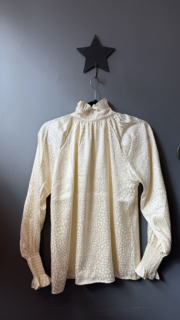 Satin Ruffle Leopard Frau Blouse