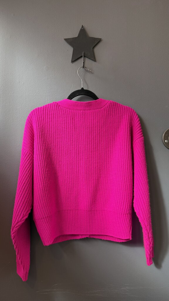 Ribbed Chunky Vneck Cardigan Sweater