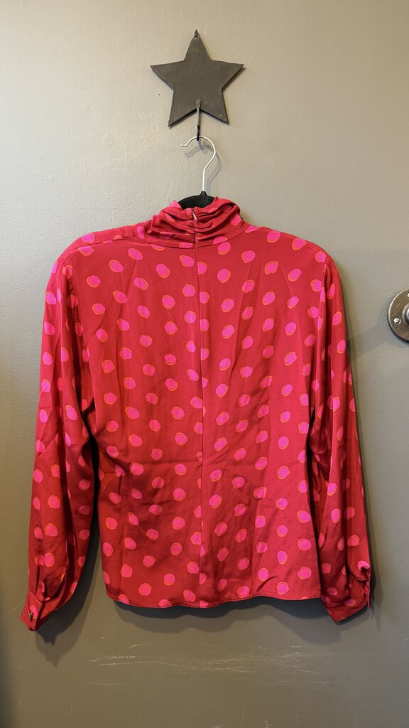 Polka Dot Turtleneck Blouse