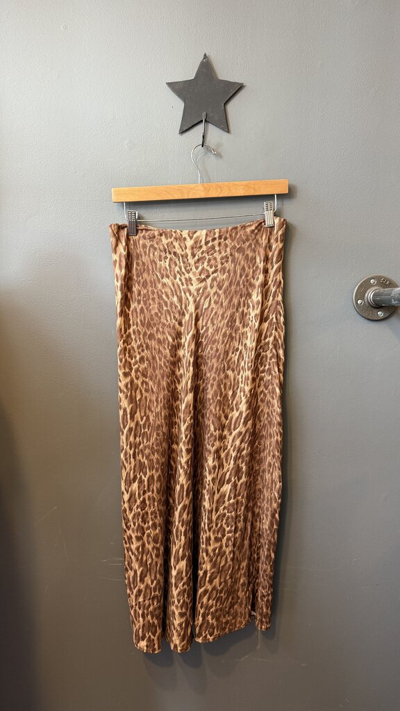 Leopard Viscose Silk Midi Skirt