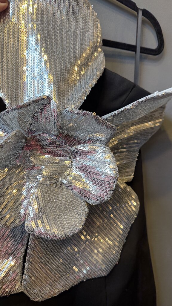 Sequin Flower Strapless Mini Dress