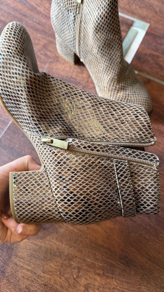 Embossed Block Heel Booties