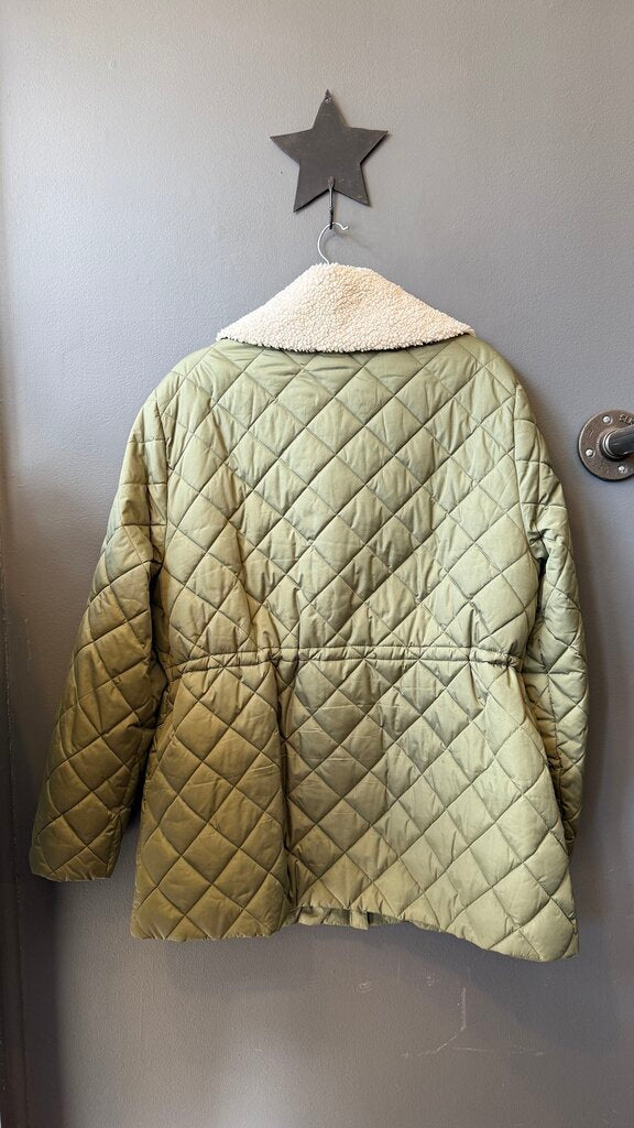 Signature Puffer Faux Sherpa Collar Coat