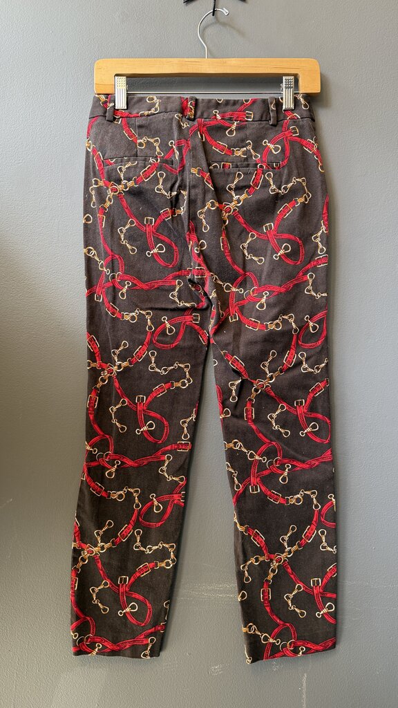 Chain Belt Print Slim Pants