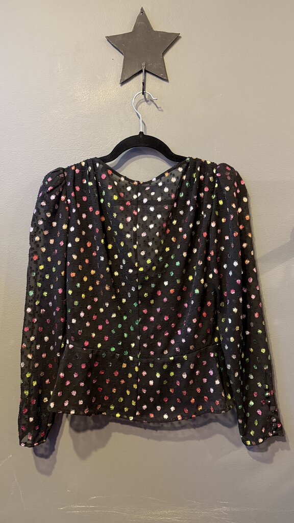Metallic Dot Wrap Blouse